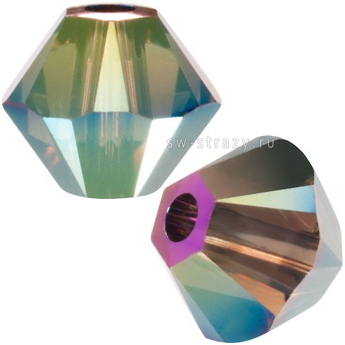 Бусины 5328 4 mm Crystal Iridescent Green 2X