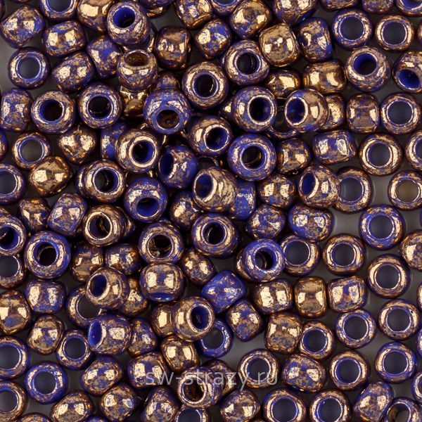 Бисер круглый 8/0 #1701 Мраморный синий позолоченный 24К