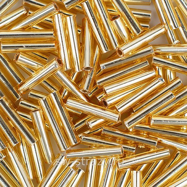 Бисер стеклярус 9 mm #0022 светло-золотистый